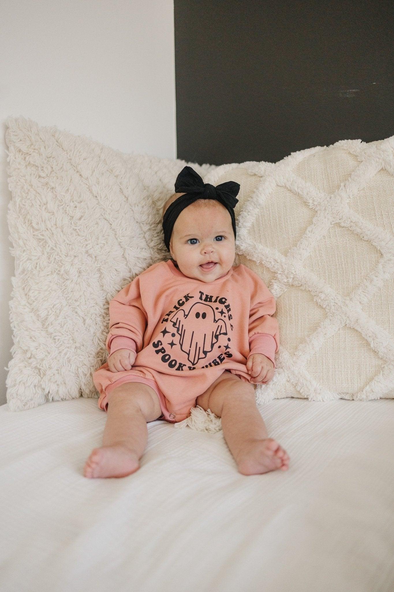 Thick Thighs Spooky Vibes Sweatshirt Romper by Little Joy Co., product view 5