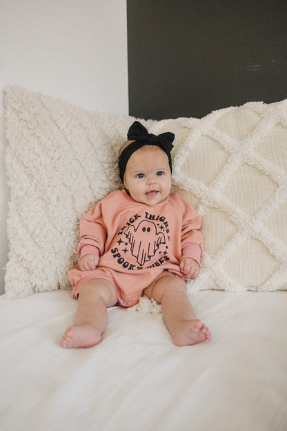 Thick Thighs Spooky Vibes Sweatshirt Romper by Little Joy Co., product view 5