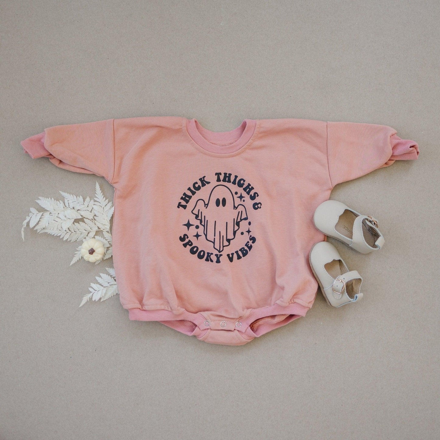 Thick Thighs Spooky Vibes Sweatshirt Romper by Little Joy Co., product view 2