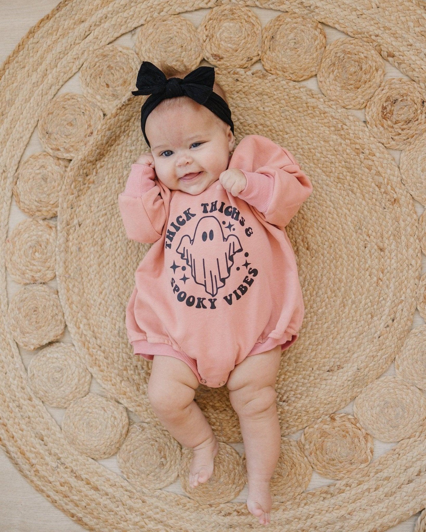 Thick Thighs Spooky Vibes Sweatshirt Romper by Little Joy Co., product view 3