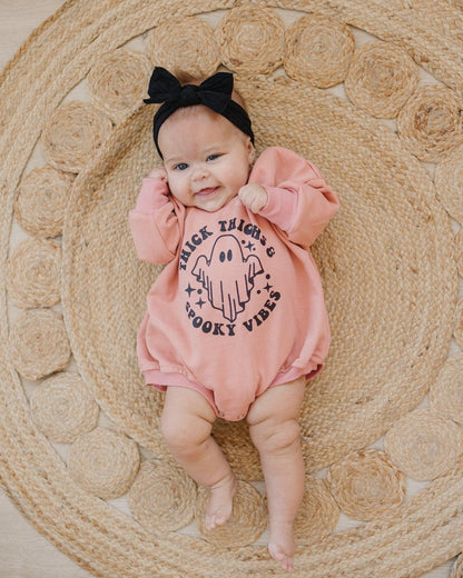 Thick Thighs Spooky Vibes Sweatshirt Romper by Little Joy Co., product view 3