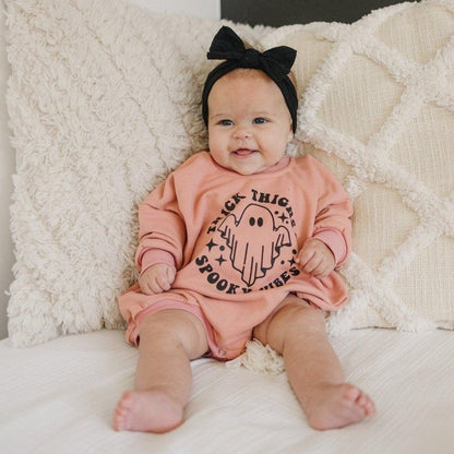 Thick Thighs Spooky Vibes Sweatshirt Romper by Little Joy Co.