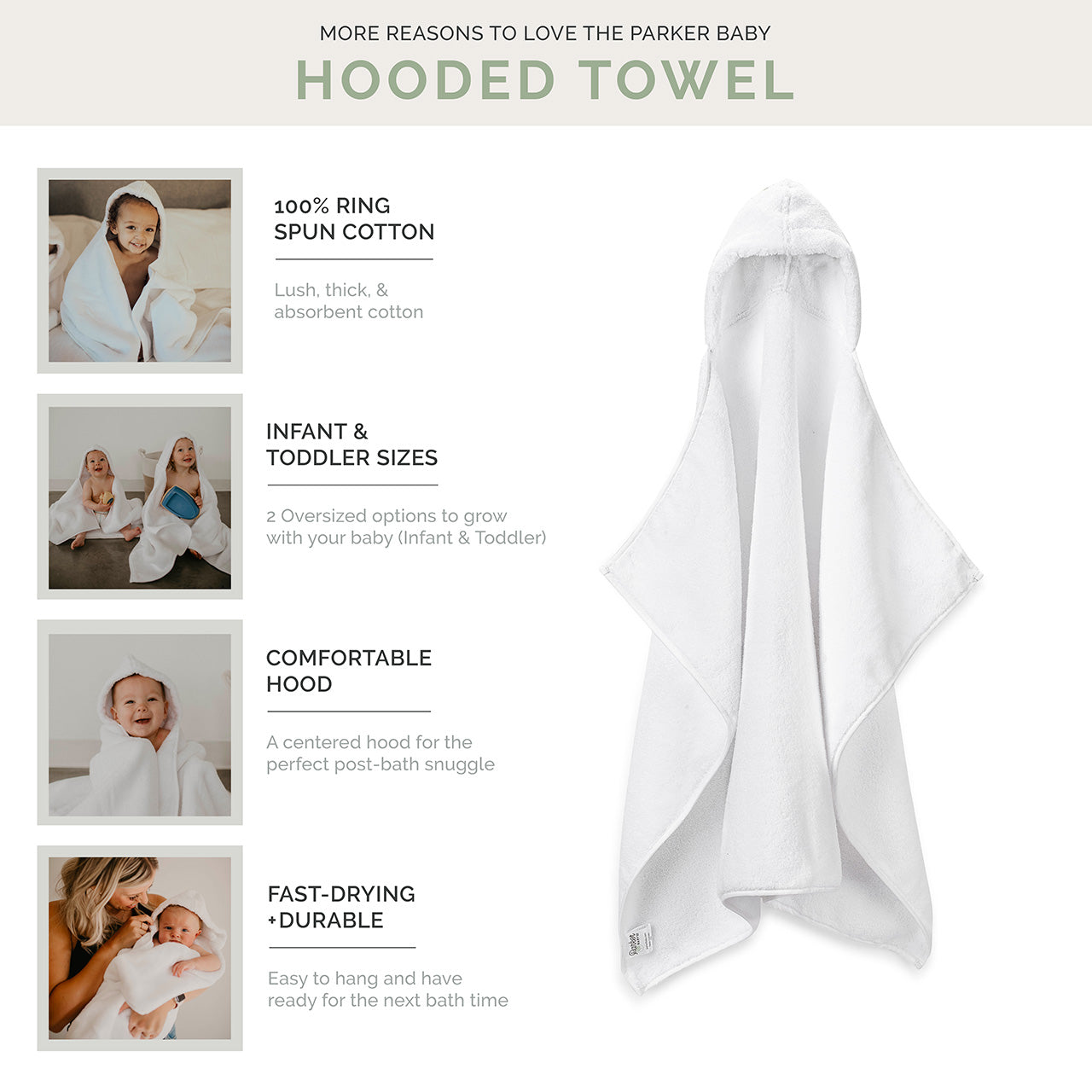 Hooded Bath Towel by Parker Baby Co., product view 3