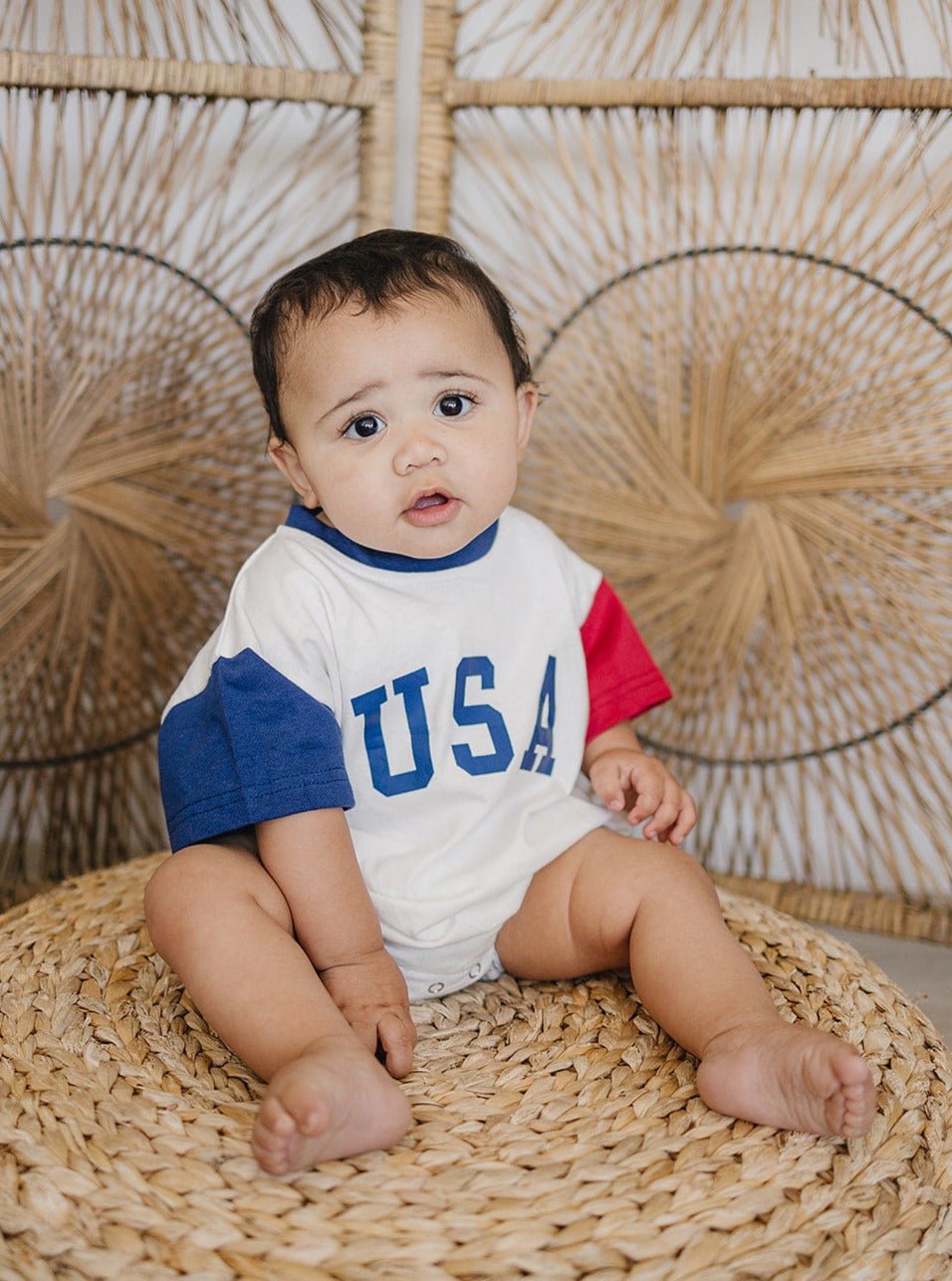 USA Colorblock T-Shirt Romper by Little Joy Co., product view 5