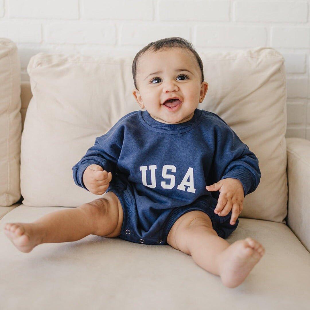 USA Sweatshirt Romper - more colors by Little Joy Co., product view 2