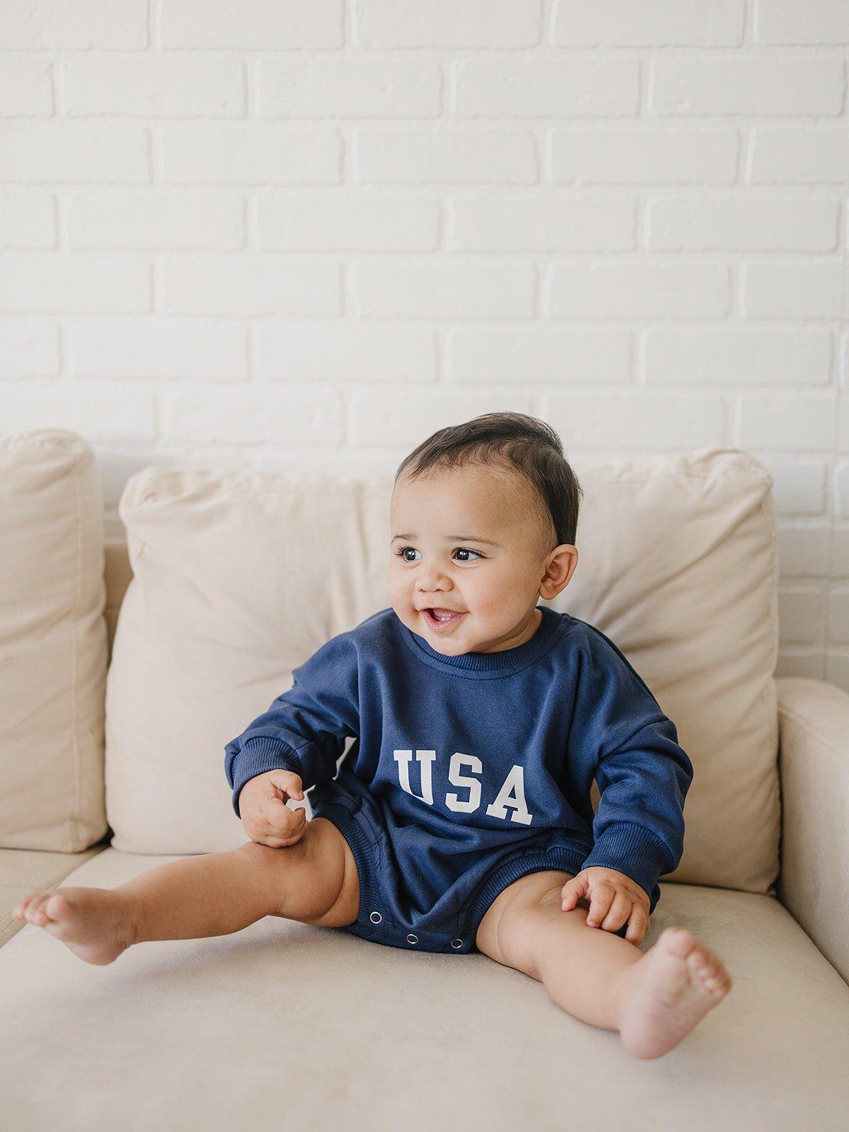 USA Sweatshirt Romper - more colors by Little Joy Co., product view 5