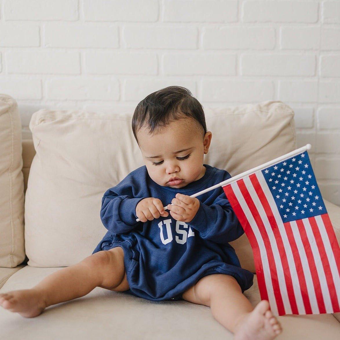 USA Sweatshirt Romper - more colors by Little Joy Co.