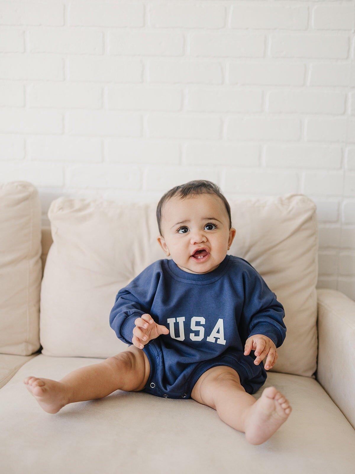 USA Sweatshirt Romper - more colors by Little Joy Co., product view 6