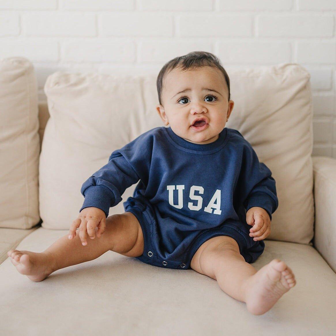 USA Sweatshirt Romper - more colors by Little Joy Co., product view 3