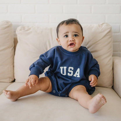 USA Sweatshirt Romper - more colors by Little Joy Co., product view 3