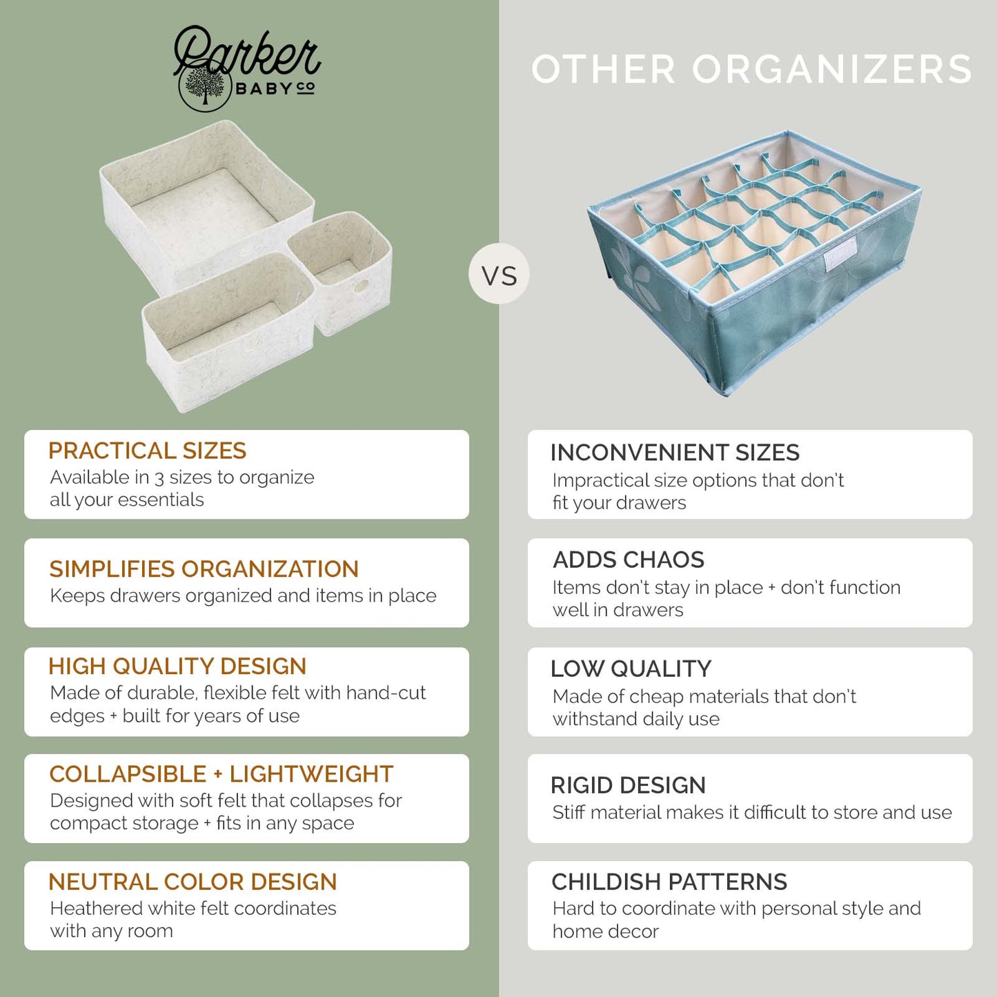 Felt Drawer Organizers by Parker Baby Co., product view 11