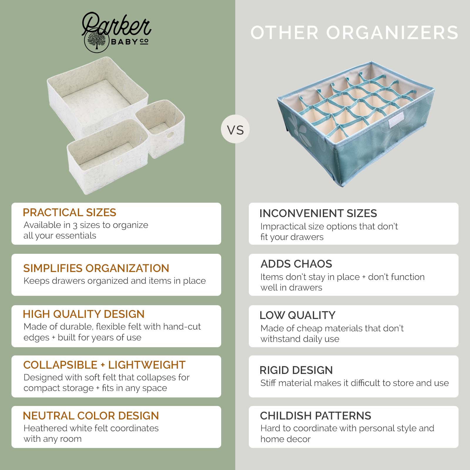 Felt Drawer Organizers by Parker Baby Co., product view 11