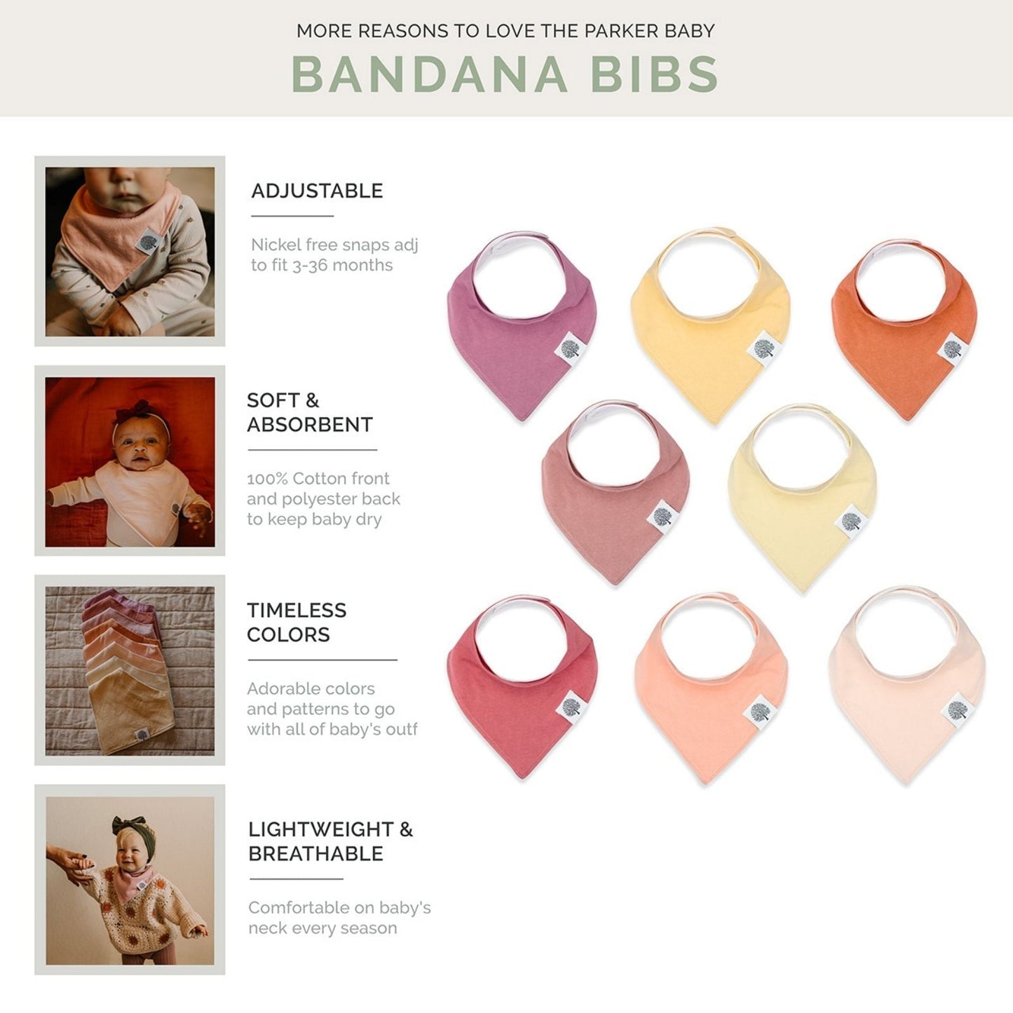 Vail Bandana Bib Set (8 pack) by Parker Baby Co., product view 3