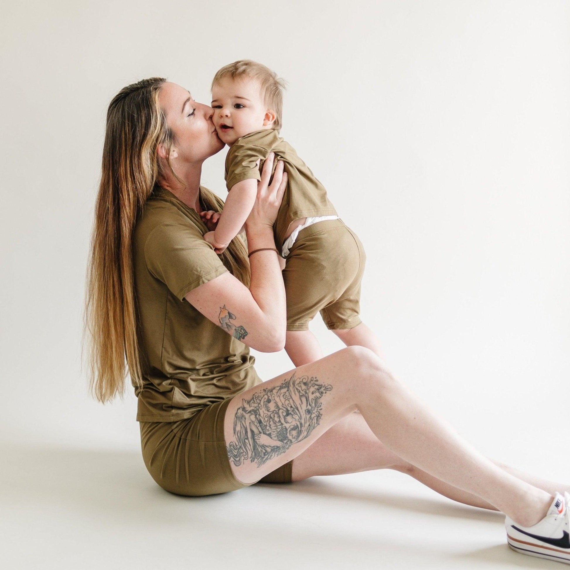 Women's Bamboo Tee & Bike Shorts - sold as separates by Little Joy Co., product view 6