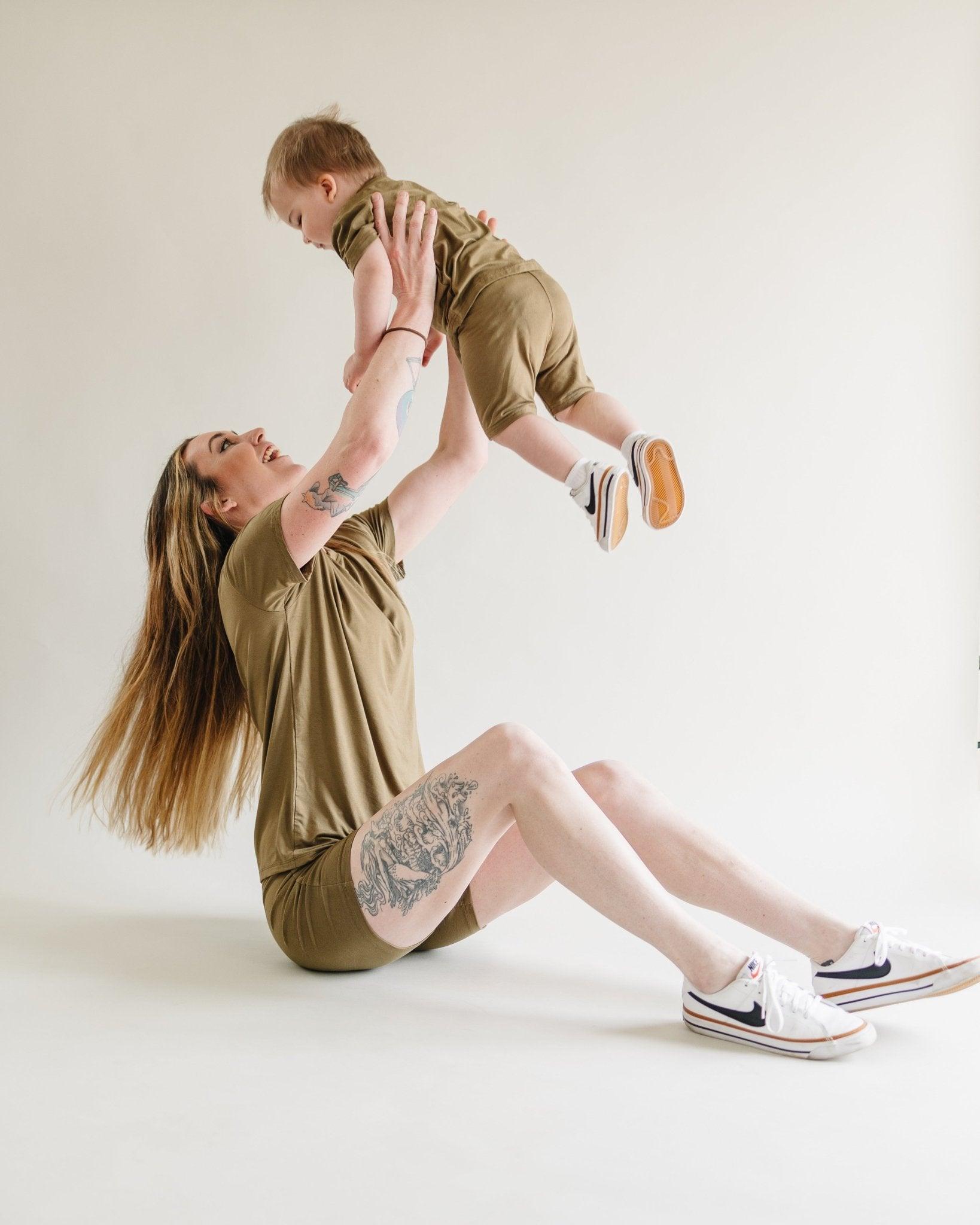 Women's Bamboo Tee & Bike Shorts - sold as separates by Little Joy Co.